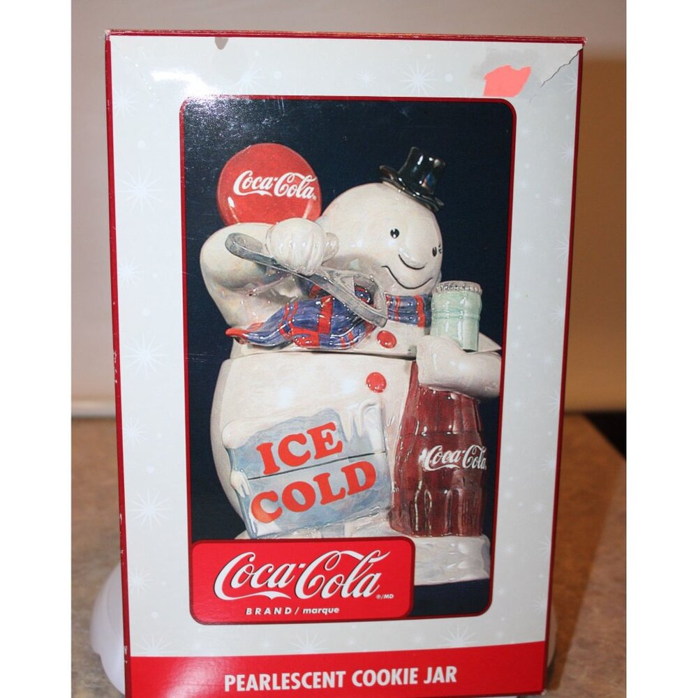 Cookie Jar - Pearlescent Snowman with Bottle of Coke